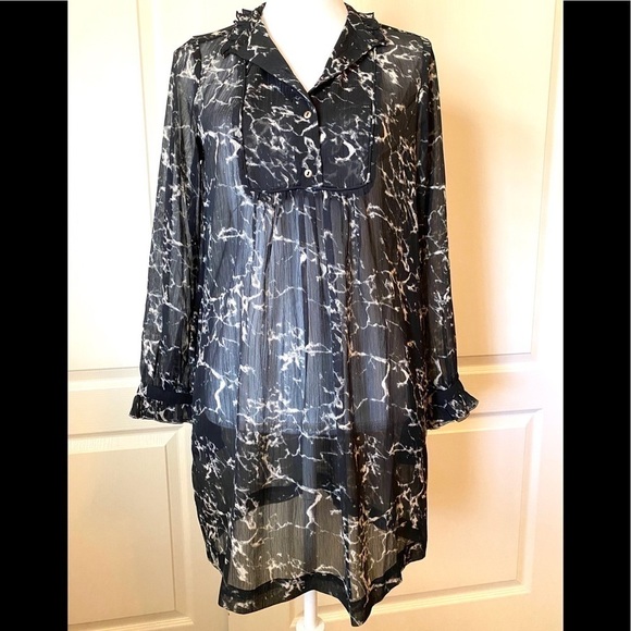 Lucky Brand Marble Print Sheer Dress Size Small - Picture 6 of 8